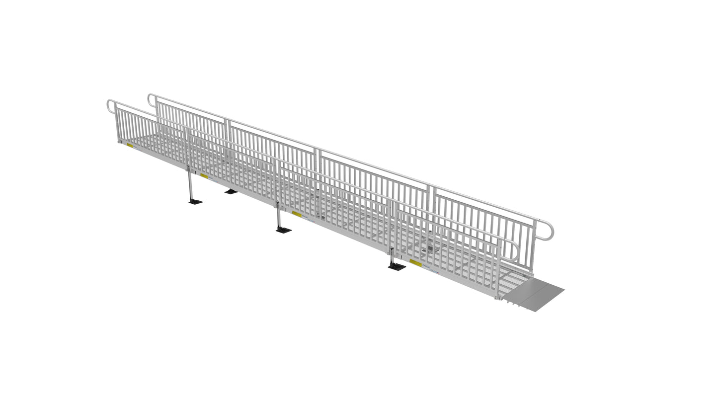 PATHWAY 3G Wheelchair Ramp Kit with Expanded Metal Surface and Vertical Picket Handrails