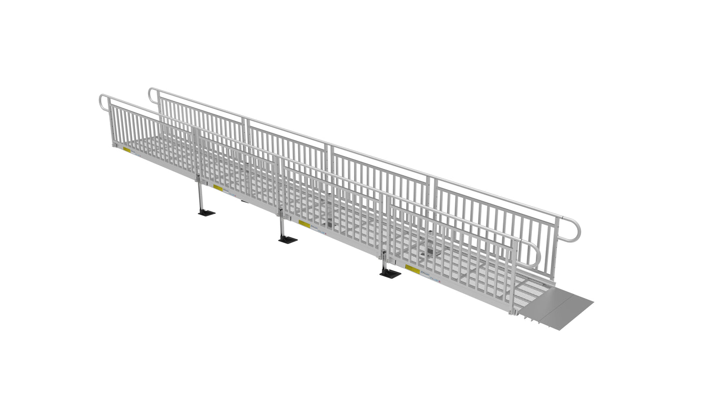 PATHWAY 3G Wheelchair Ramp Kit with Expanded Metal Surface and Vertical Picket Handrails