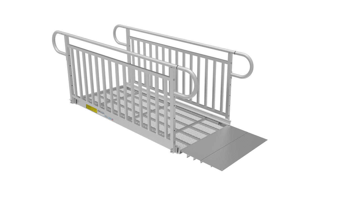 PATHWAY 3G Wheelchair Ramp Kit with Expanded Metal Surface and Vertical Picket Handrails