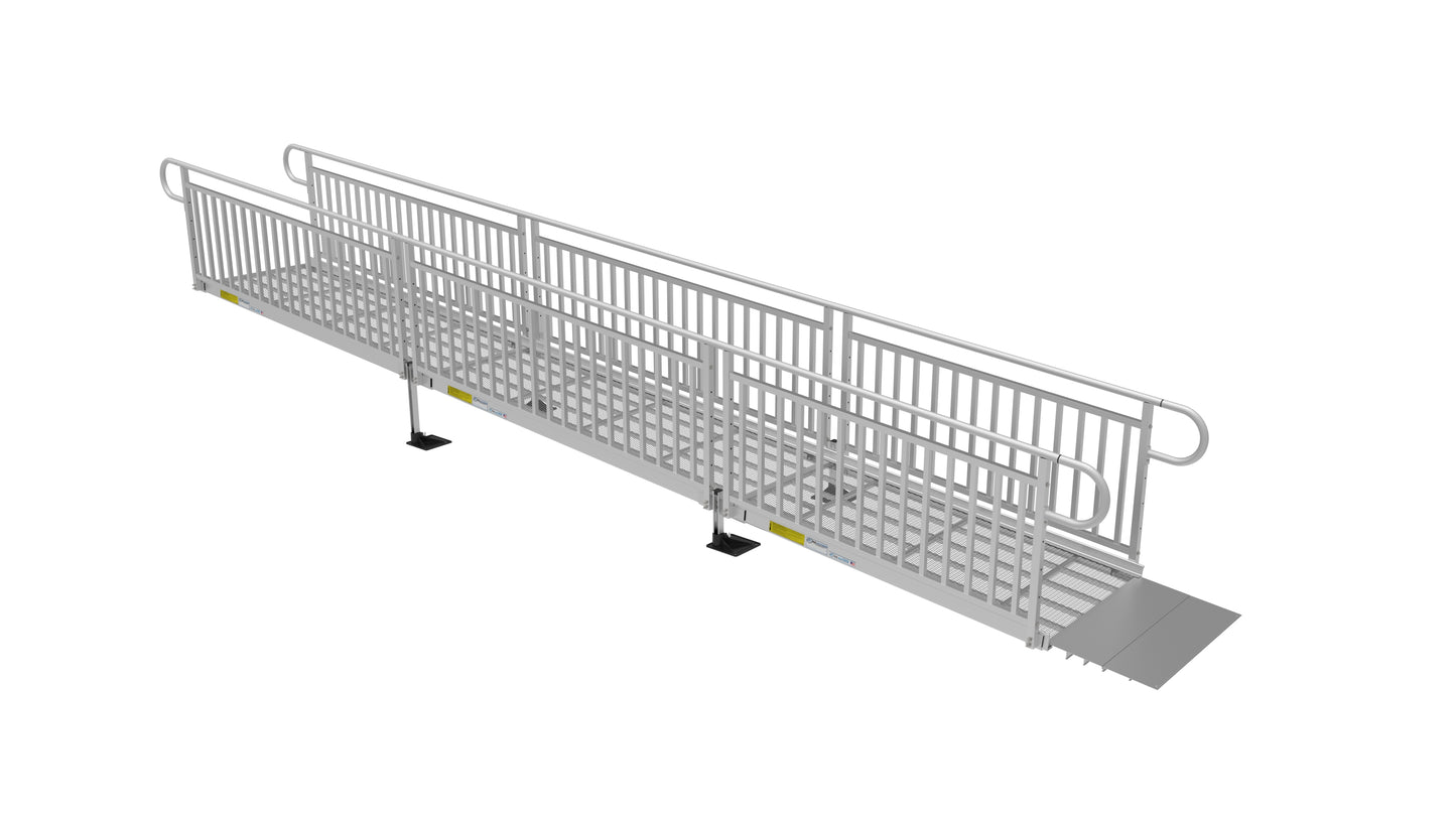 PATHWAY 3G Wheelchair Ramp Kit with Expanded Metal Surface and Vertical Picket Handrails