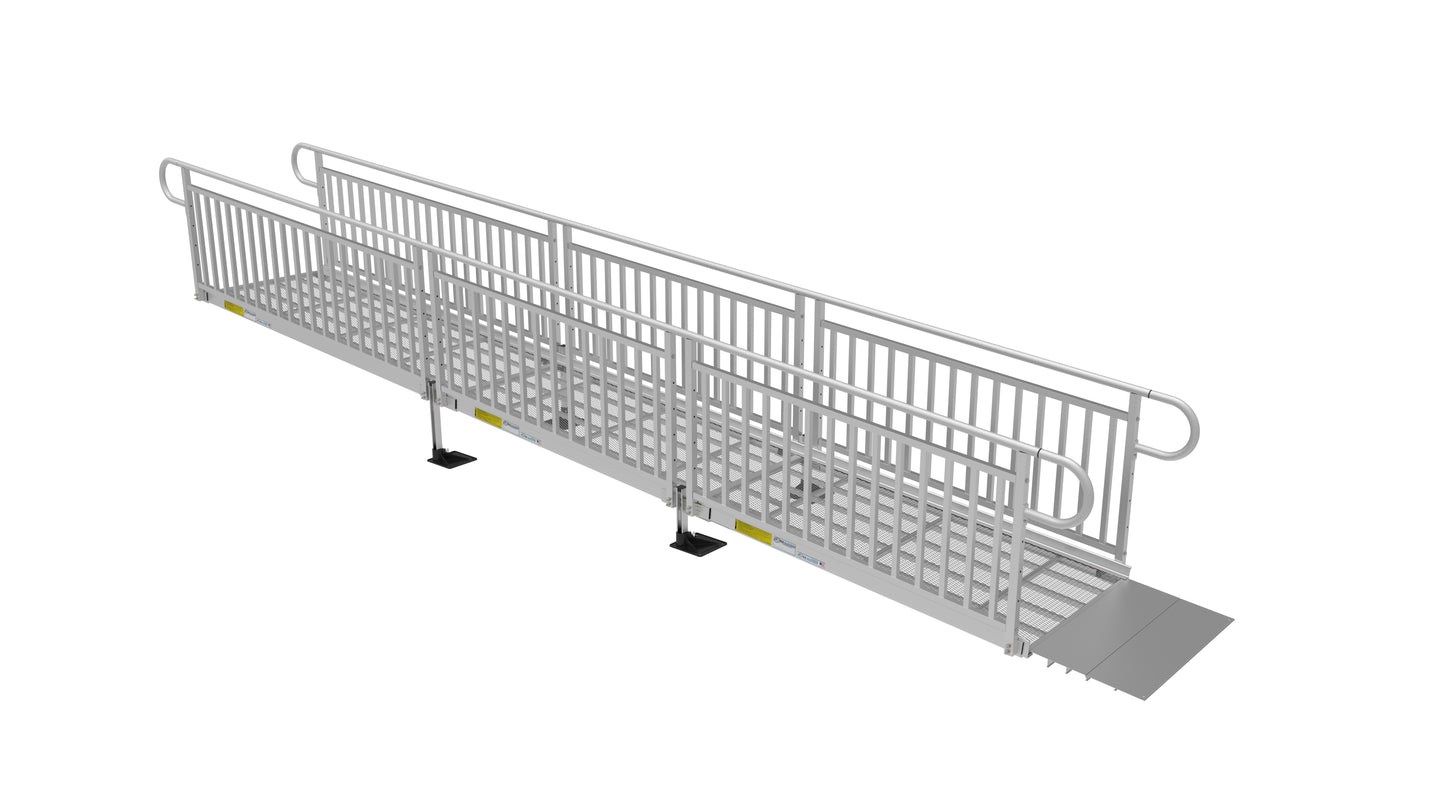 PATHWAY 3G Wheelchair Ramp Kit with Expanded Metal Surface and Vertical Picket Handrails