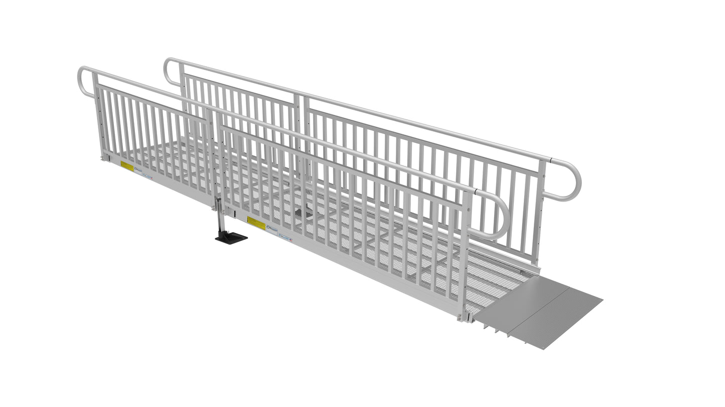 PATHWAY 3G Wheelchair Ramp Kit with Expanded Metal Surface and Vertical Picket Handrails
