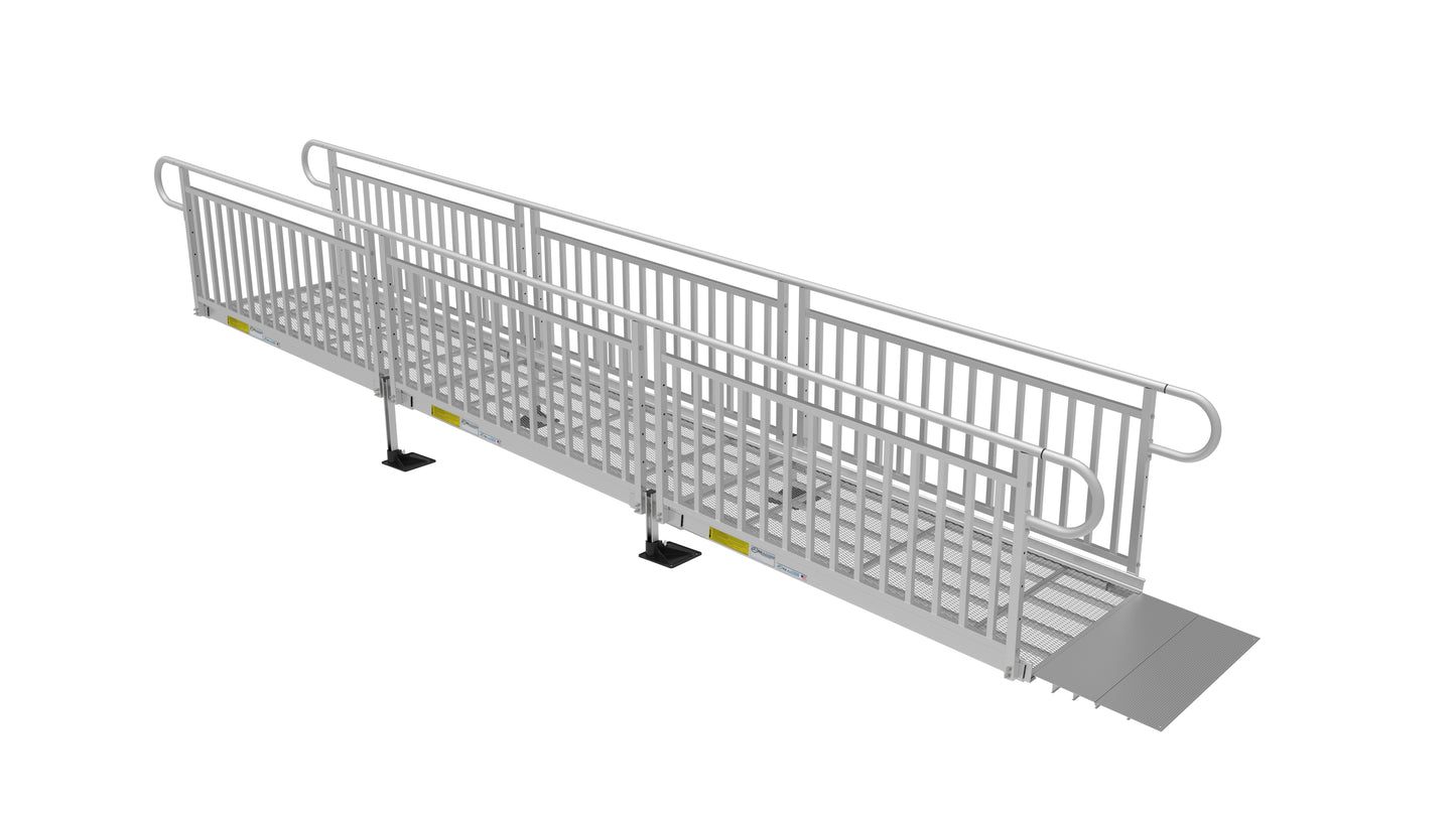 PATHWAY 3G Wheelchair Ramp Kit with Expanded Metal Surface and Vertical Picket Handrails