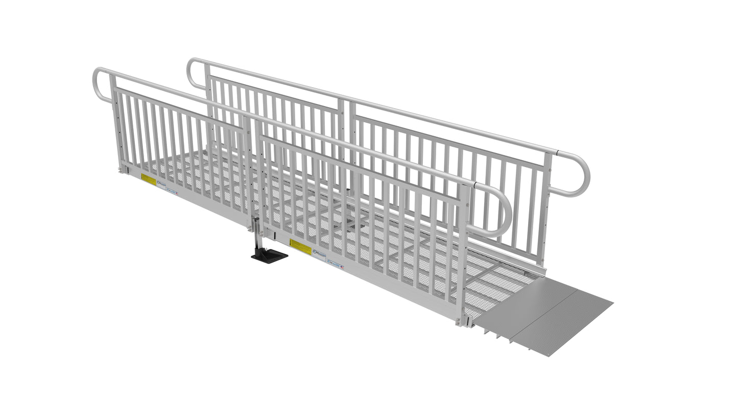 PATHWAY 3G Wheelchair Ramp Kit with Expanded Metal Surface and Vertical Picket Handrails