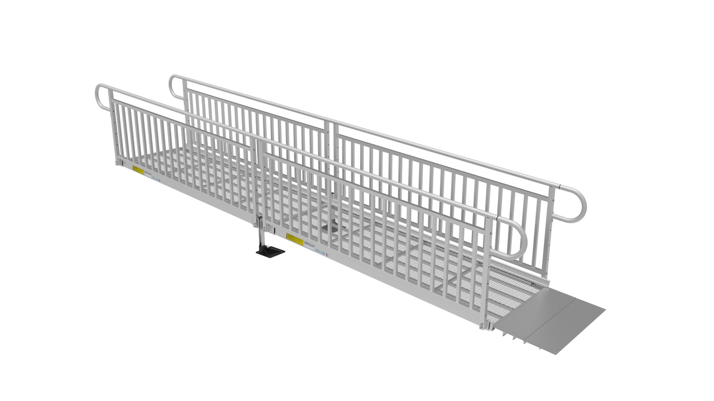PATHWAY 3G Wheelchair Ramp Kit with Expanded Metal Surface and Vertical Picket Handrails