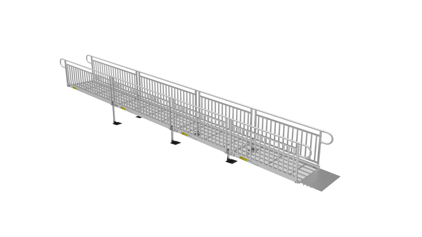 PATHWAY 3G Wheelchair Ramp Kit with Expanded Metal Surface and Vertical Picket Handrails