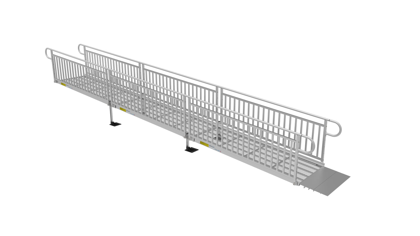 PATHWAY 3G Wheelchair Ramp Kit with Expanded Metal Surface and Vertical Picket Handrails