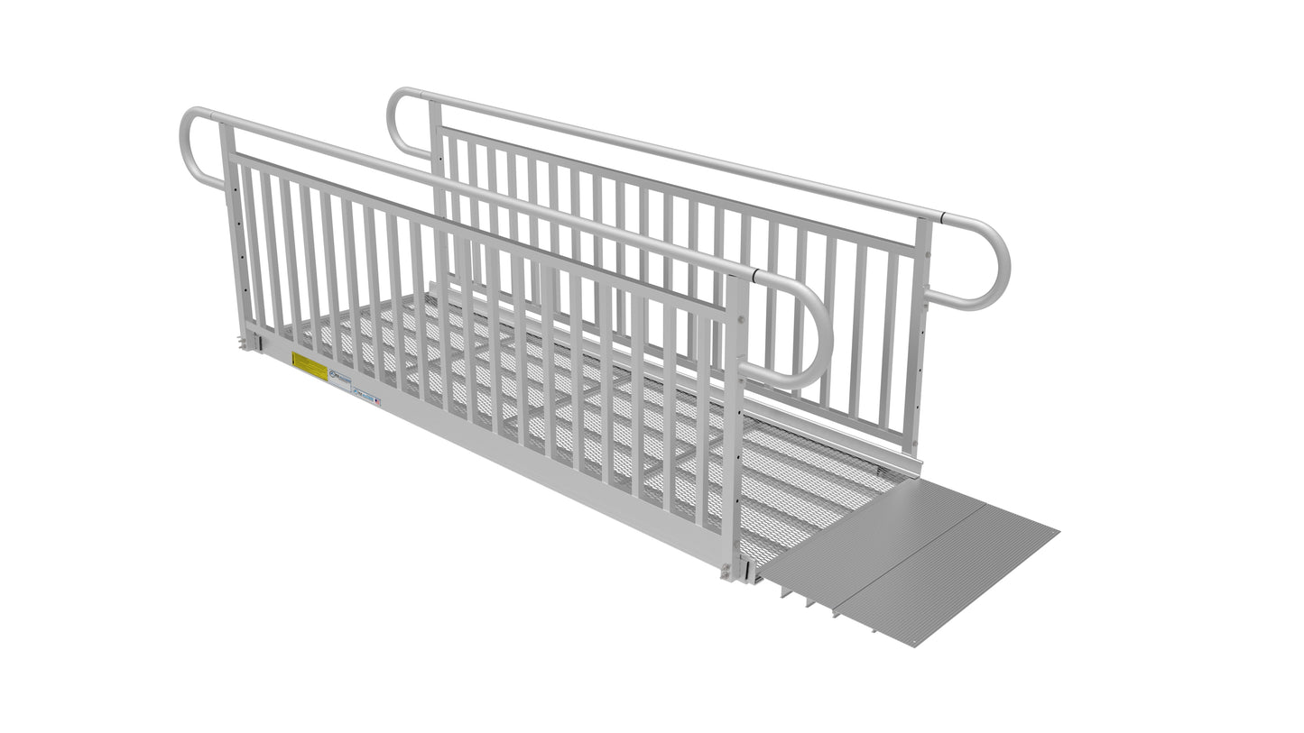PATHWAY 3G Wheelchair Ramp Kit with Expanded Metal Surface and Vertical Picket Handrails